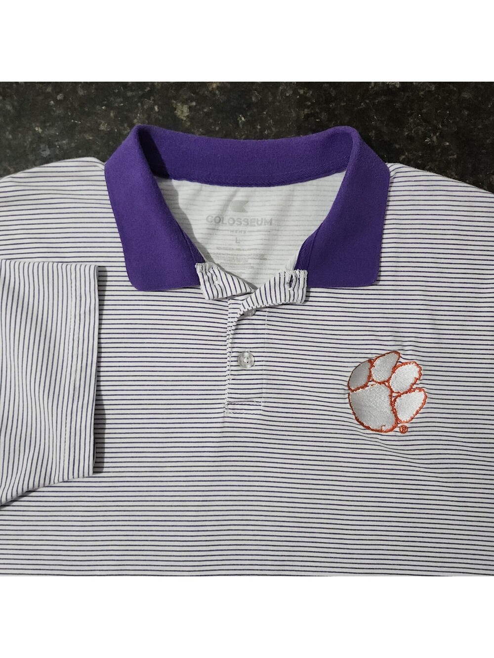 Clemson Tigers Polo Shirt Stretch Striped Game Day Mens Large Golf Football